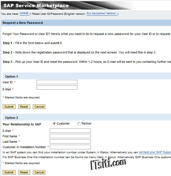 How to Reset SAP ID for SAP Service Marketplace
